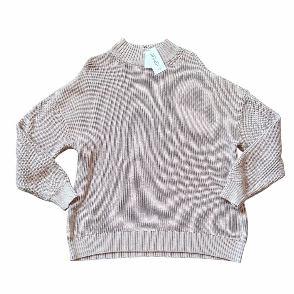 Haven Well Within Organic Cotton Mock Neck Chunky Knit Sweater in Dusty Rose